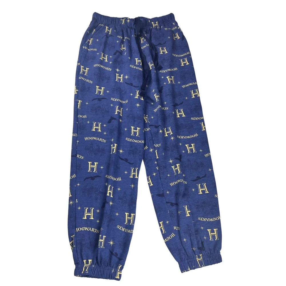 Harry Potter Hogwarts Pajamas Set Adult Large Blue Spell Print Long Sleeve Pants